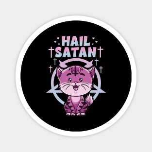 Cute Hail Satan Cat Pun Kitty Satanic Heavy Metal Magnet